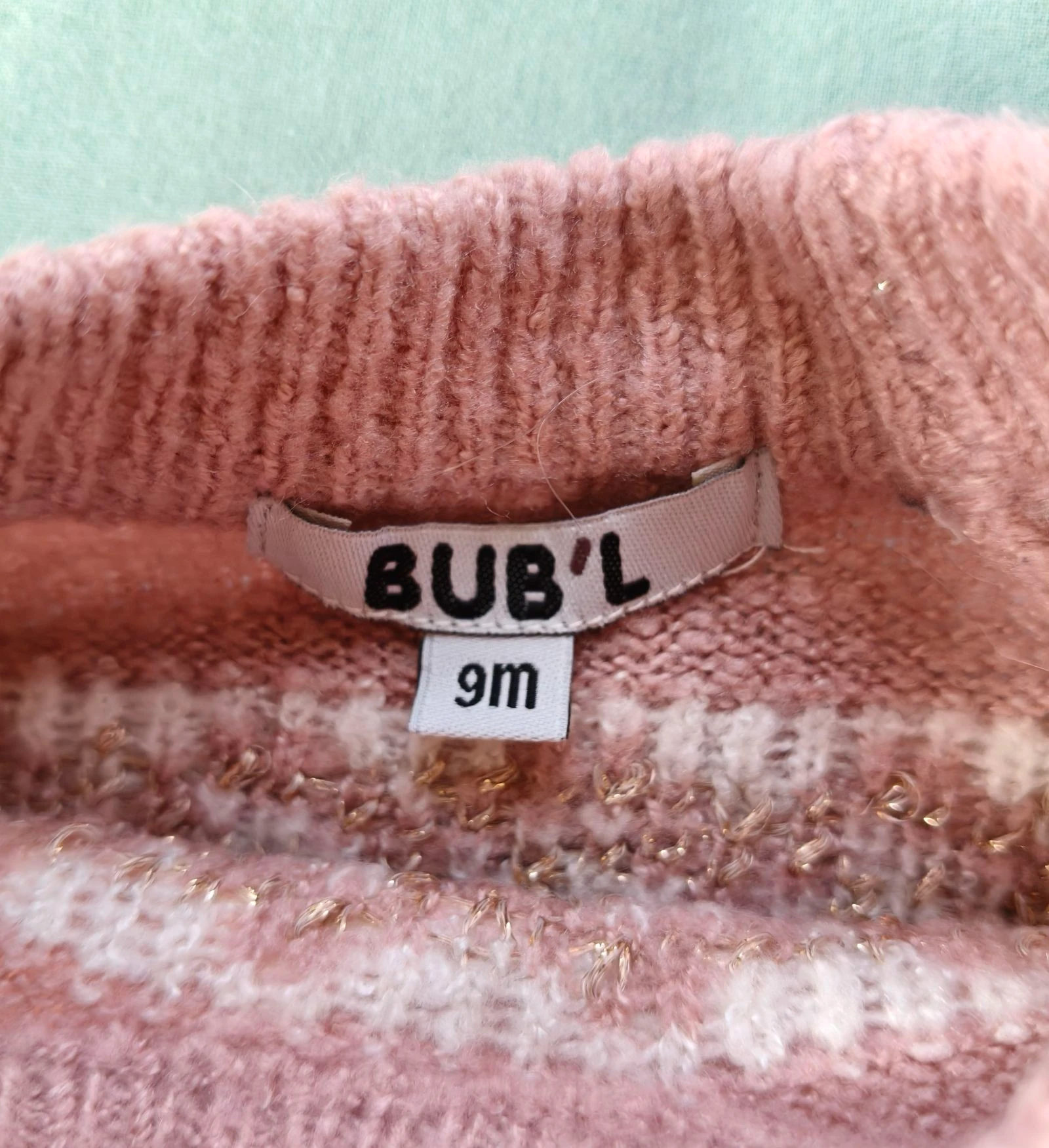 Suéter abrigado para niña Bub'l rosa con rombos 9 meses – photo 3